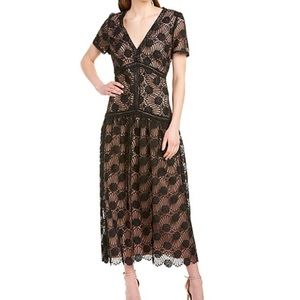 NWT ML Monique Lhuillier Lace Midi Dress